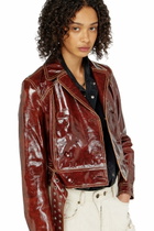 Diesel Patent-leather jacket with large belt - Leather jackets Womens in Red