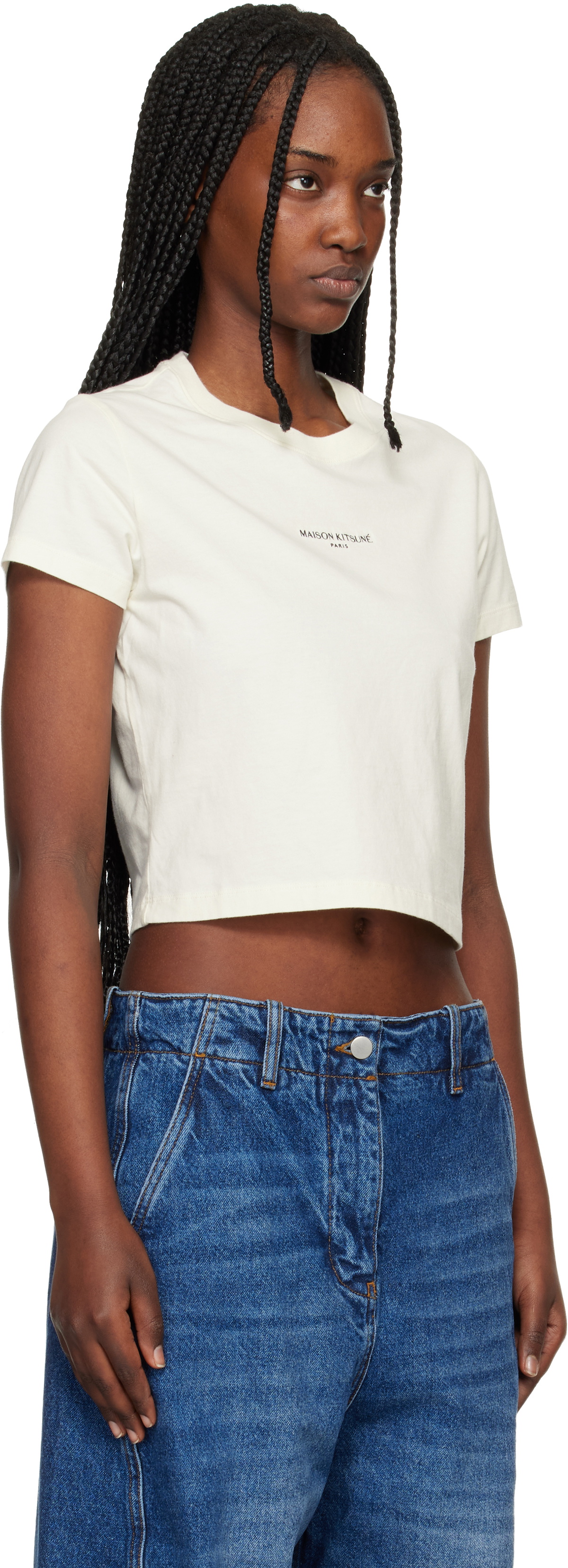 Maison Kitsuné Beige 'Maison Kitsuné Paris' Baby T-shirt