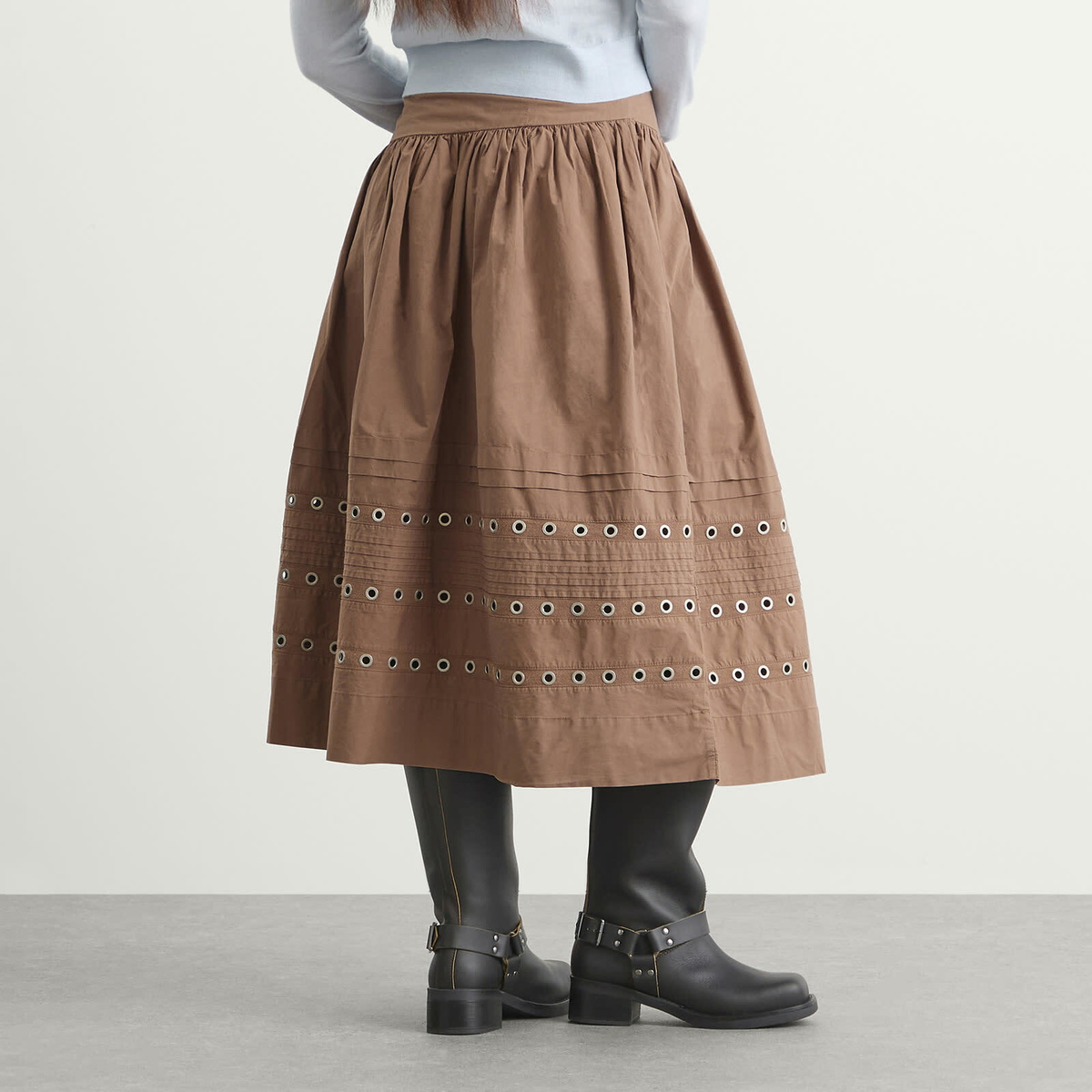 Damson Madder Women's Anika Eyelet Skirt in Tan