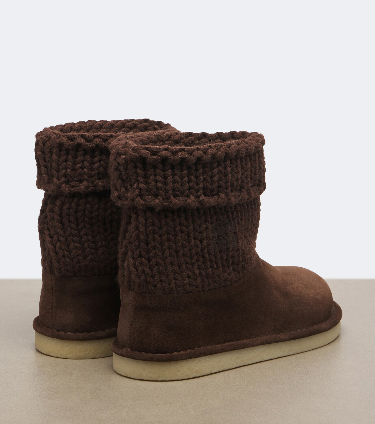 Miu Miu Paneled knitted suede ankle boots