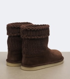 Miu Miu Paneled knitted suede ankle boots