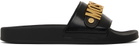 Moschino Black Lettering Logo PVC Pool Slides