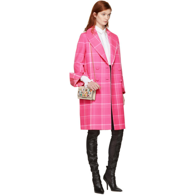 Fendi Pink Plaid Coat Fendi