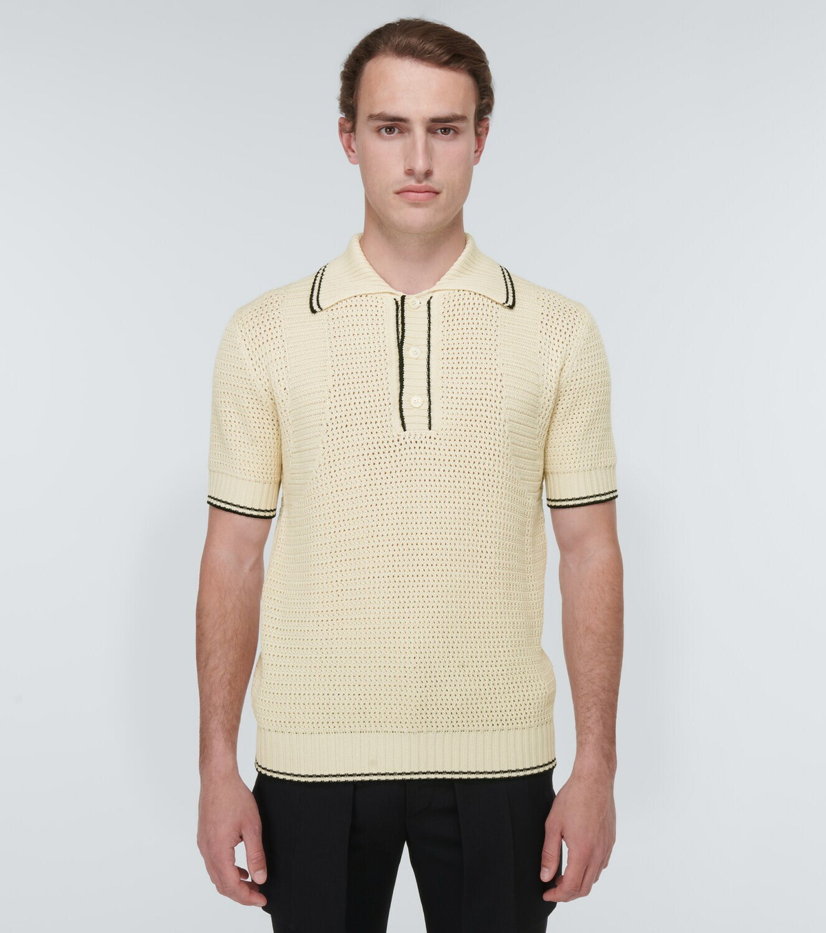 Knitted cotton clearance polo shirt