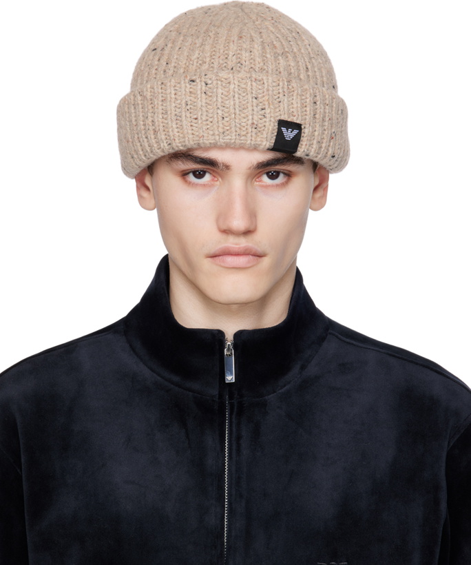 Photo: Emporio Armani Beige Ribbed Beanie