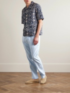 Frescobol Carioca - Oscar Slim-Fit Linen and Cotton-Blend Drawstring Trousers - Blue