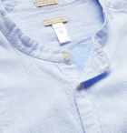 Massimo Alba - Grandad-Collar Textured-Cotton Half-Placket Shirt - Blue