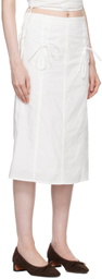 Deiji Studios White Double Lace Up Midi Skirt