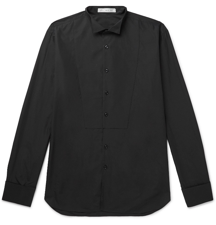 Photo: UMIT BENAN B - Slim-Fit Wing-Collar Bib-Front Cotton Shirt - Black