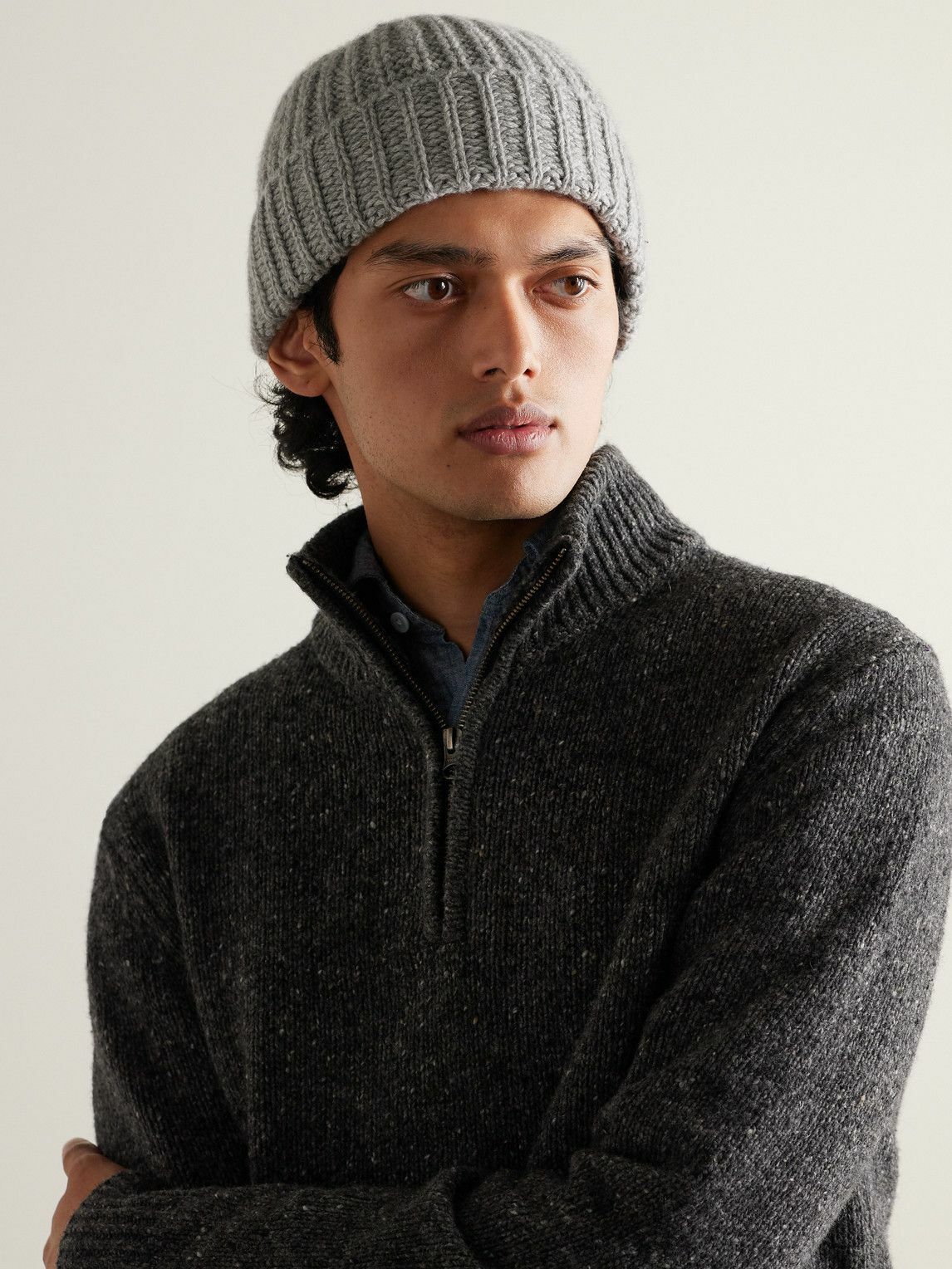 Johnstons of Elgin Ribbed Cashmere Beanie Johnstons of Elgin