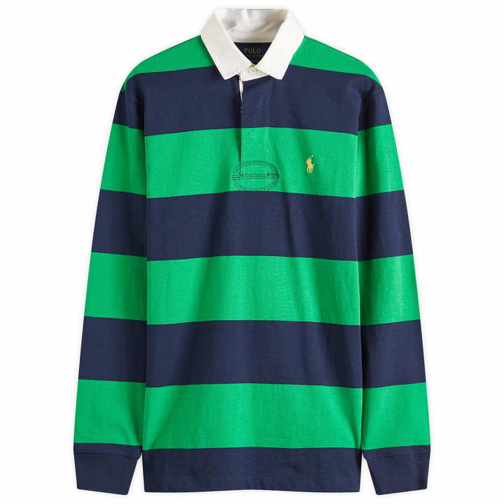Photo: Polo Ralph Lauren Men's Long Sleeve Rugby Shirt in Newport Navy/Bright Clover