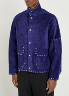 Bode Studded Suede Jacket Blue