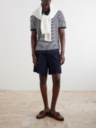 Onia - Striped Textured-Cotton Polo Shirt - Blue