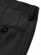 Mr P. - Slim-Fit Black Worsted Wool Trousers - Black