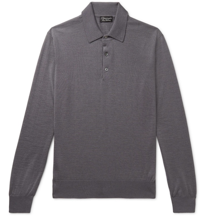 Photo: Charvet - Cashmere and Silk-Blend Polo Shirt - Gray