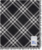 Burberry Black & White Wide Check Wool Silk Scarf