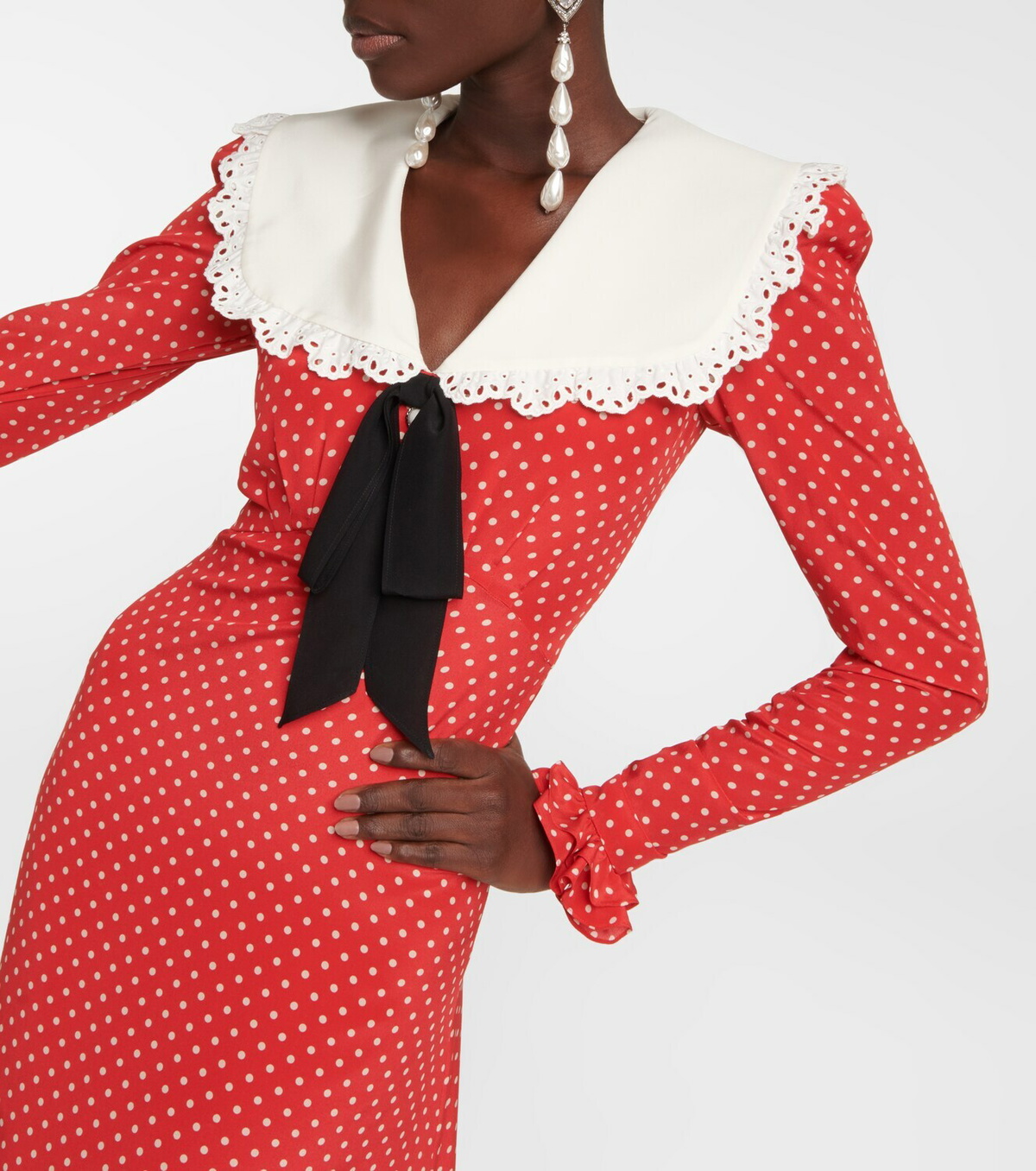 knee length dresses for ladies Alessandra Rich // Silk Polka Dot Dress  VSP Consignment