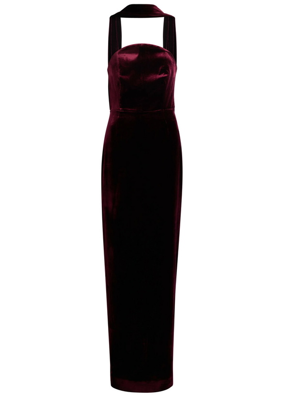 Photo: Roland Mouret Scarf-effect Velvet Gown Burgundy