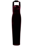 Roland Mouret Scarf-effect Velvet Gown Burgundy