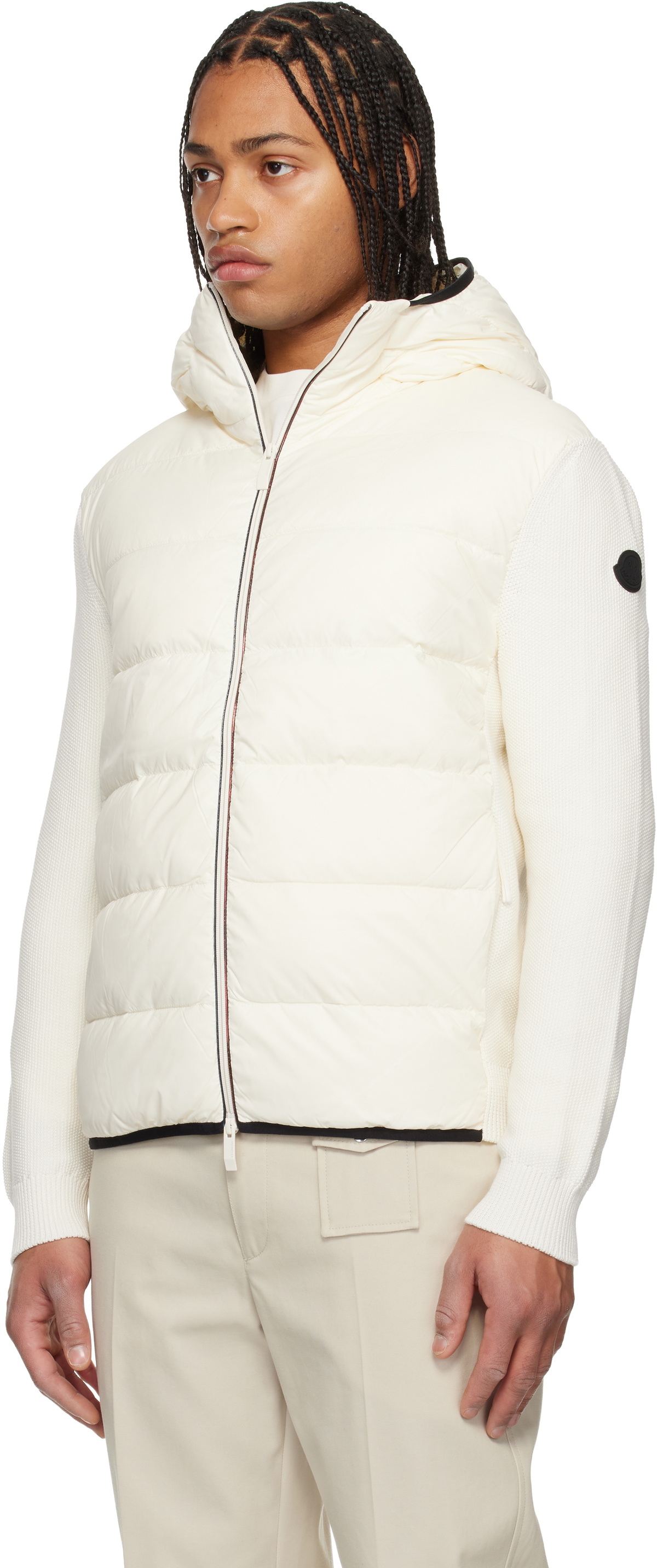 Moncler Off-White Padded Cotton Zip-Up Down Hoodie