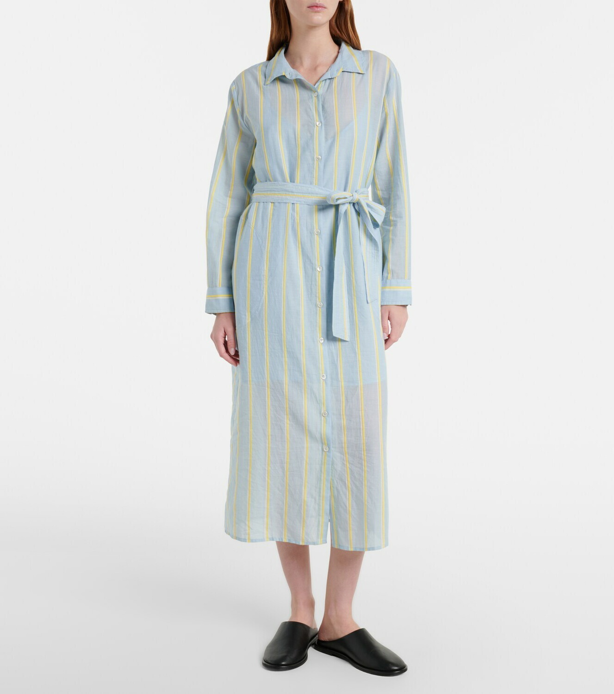 Velvet Kimora striped cotton shirt dress