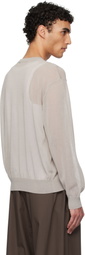 AMOMENTO Gray Sheer Round Cardigan