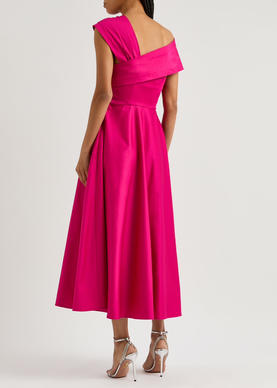 Roland Mouret Asymmetric Cotton-poplin Midi Dress Pink Roland Mouret Roland Mouret Asymmetric Cotton-poplin Midi Dress Pink Roland Mouret