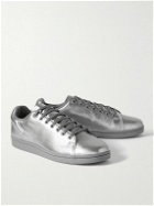 Raf Simons - Orion Logo-Print Metallic Leather Sneakers - Silver