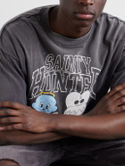SAINT MXXXXXX - Paint-Splattered Printed Cotton-Jersey T-Shirt - Black