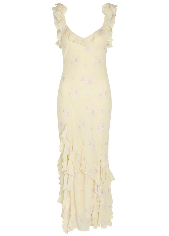 Photo: Loveshackfancy Roseline Floral-print Georgette Maxi Dress Yellow