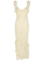 Loveshackfancy Roseline Floral-print Georgette Maxi Dress Yellow