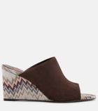 Missoni Mabel Zigzag suede wedge mules