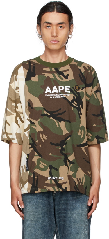 Photo: AAPE by A Bathing Ape Green & Beige Camo T-Shirt