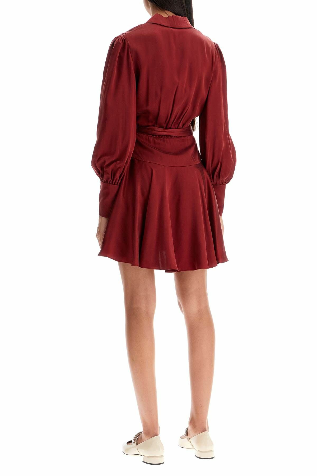 zimmermann burgundy wrap dress Unique Vintage Burgundy Pleated Bust Swing Dress main image 1