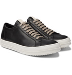 Rick Owens - Grosgrain-Trimmed Leather Sneakers - Black