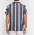 Onia - Vacation Camp-Collar Striped Cotton-Blend Shirt - Men - Navy