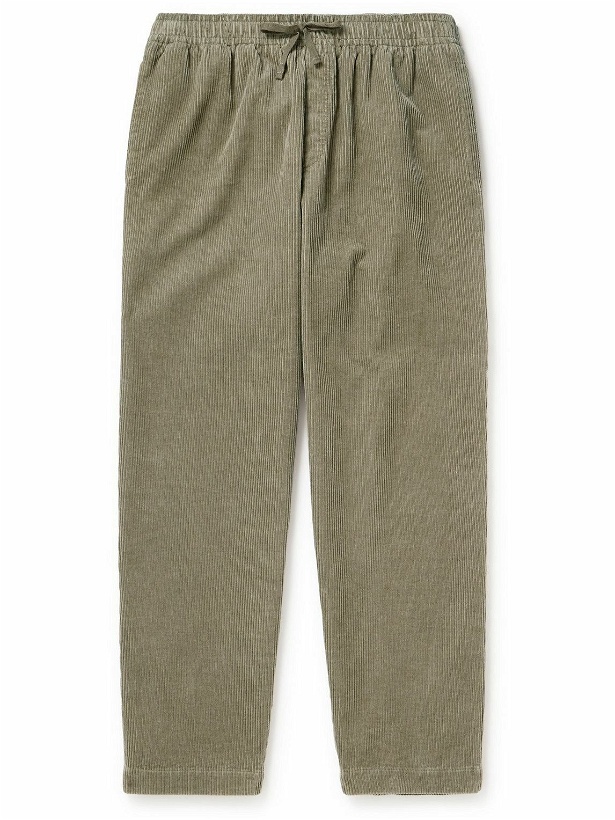 Photo: YMC - Alva Tapered Cotton and Linen-Blend Corduroy Drawstring Trousers - Green