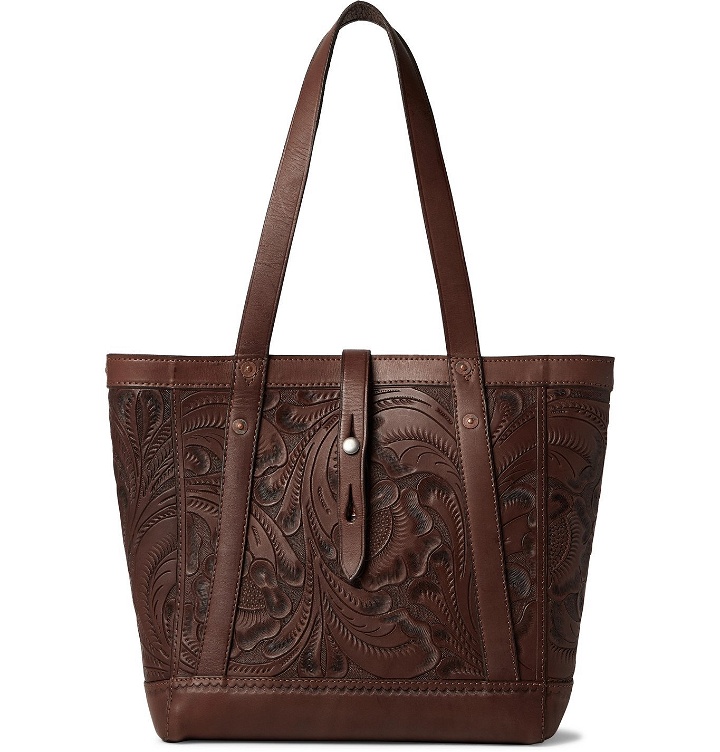 Photo: RRL - Tooled Leather Tote Bag - Brown