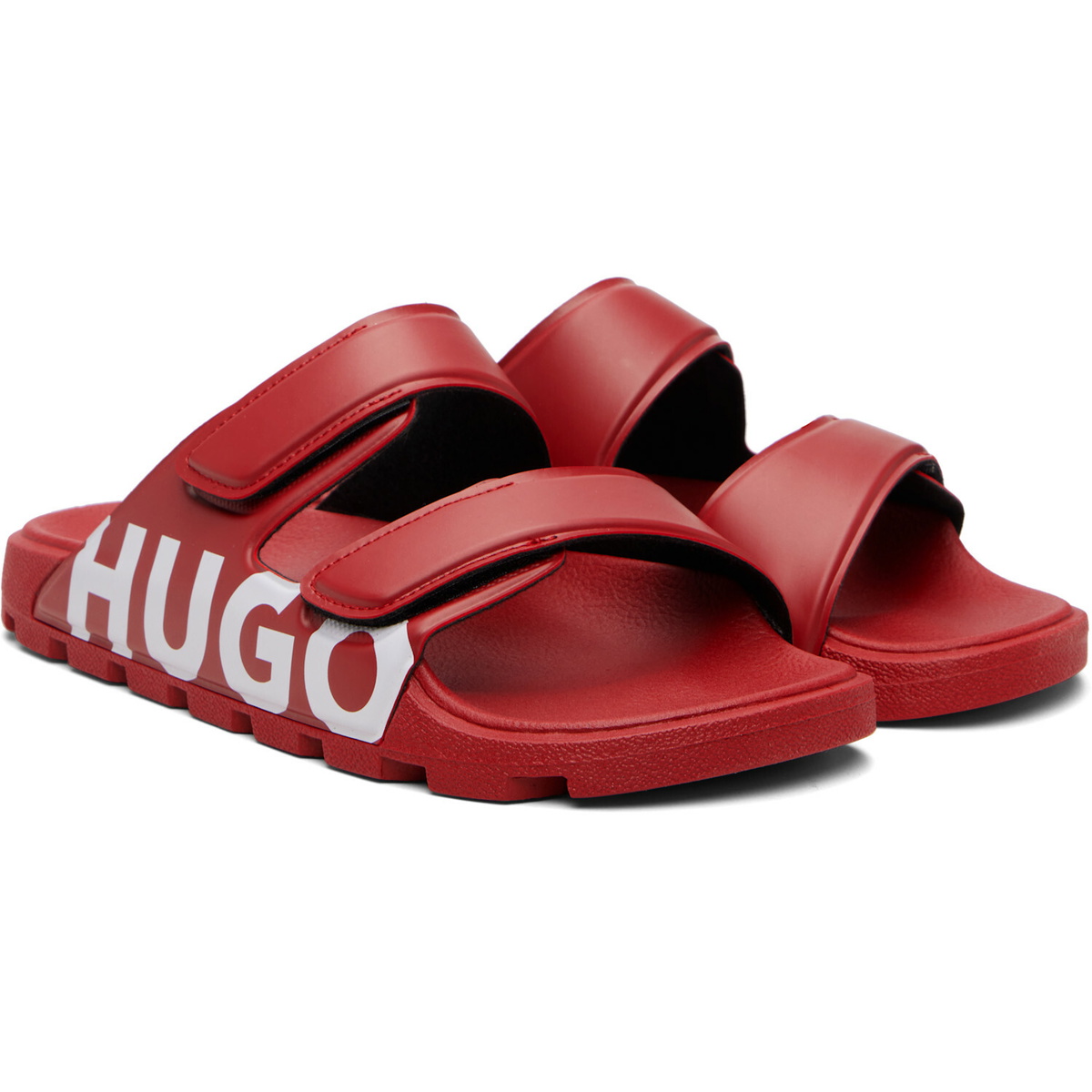 Hugo Red Double-Touch Closure Straps Logo Sandals