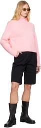 Carter Young Pink Solid Roll Neck Sweater
