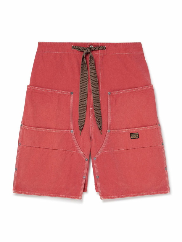 Photo: KAPITAL - Easy Straight-Leg Cotton-Twill Drawstring Shorts - Red