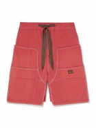 KAPITAL - Easy Straight-Leg Cotton-Twill Drawstring Shorts - Red