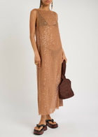 Bec & Bridge Margo Sequin-embellished Open-knit Maxi Dress Camel