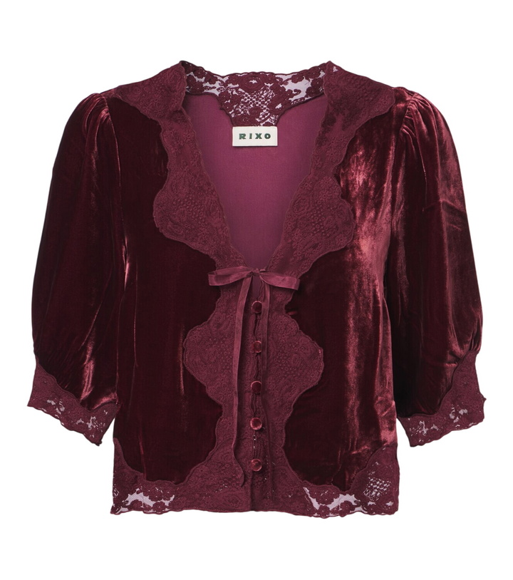 Photo: Rixo Ursula lace-trimmed velvet top