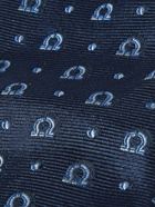 FERRAGAMO - 7cm Logo-Embroidered Silk-Faille Tie