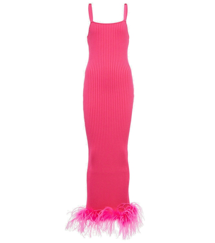 Photo: Giuseppe di Morabito Rib-knit feather-trimmed dress