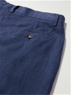Sunspel - Straight-Leg Pleated Linen Suit Trousers - Blue