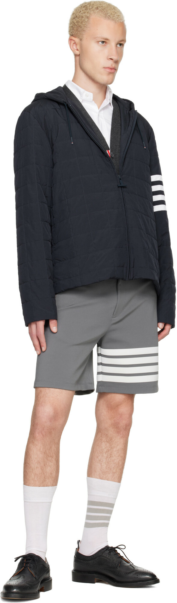 Thom Browne Navy Ripstop Light Weight Down Jacket