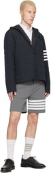 Thom Browne Navy Ripstop Light Weight Down Jacket