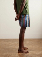 Derek Rose - Wellington 56 Striped Cotton-Satin Drawstring Pyjama Shorts - Blue